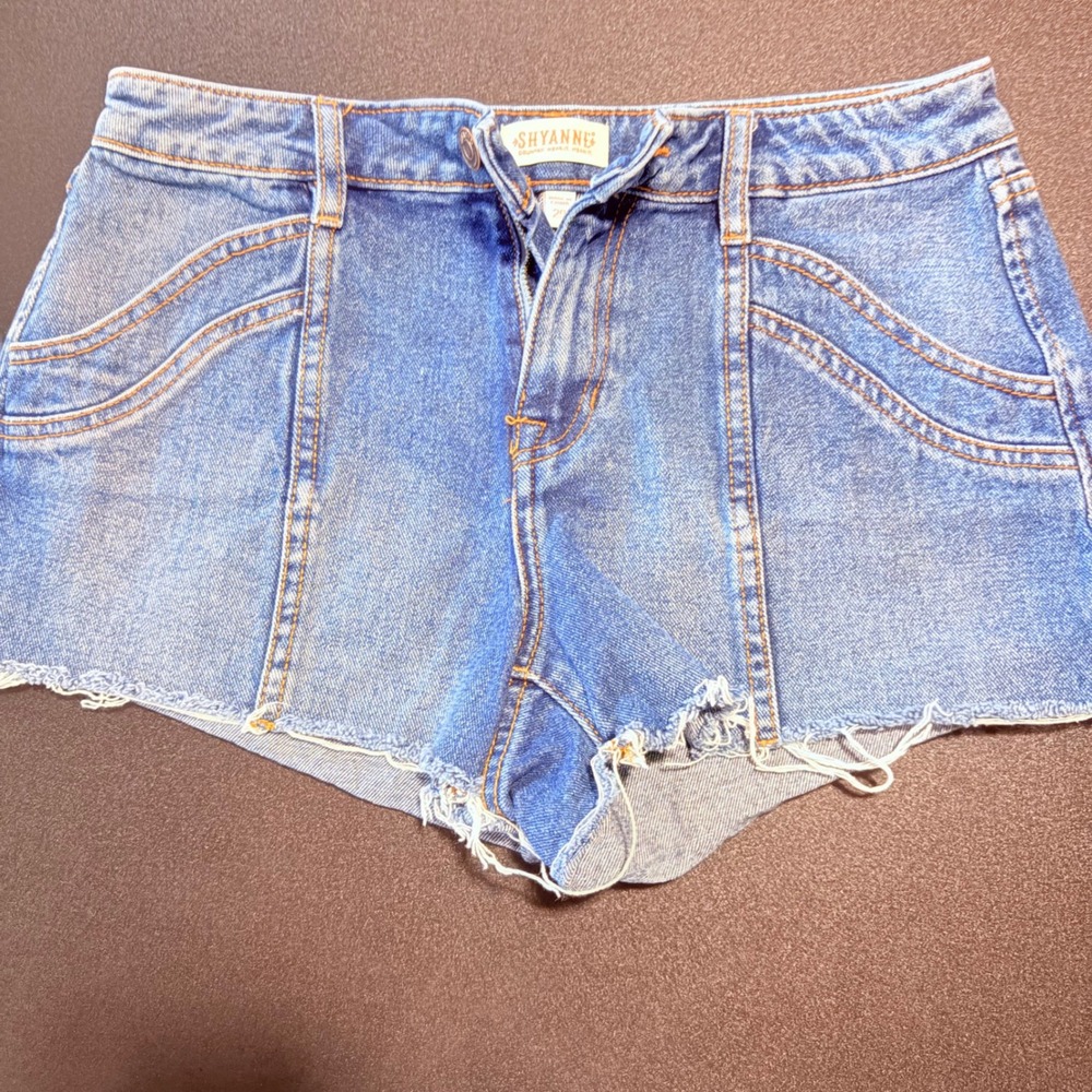 Cotton denim midrise cutoff shorts Shyann frayed raw hem cowboy western size 29 - Picture 5 of 9